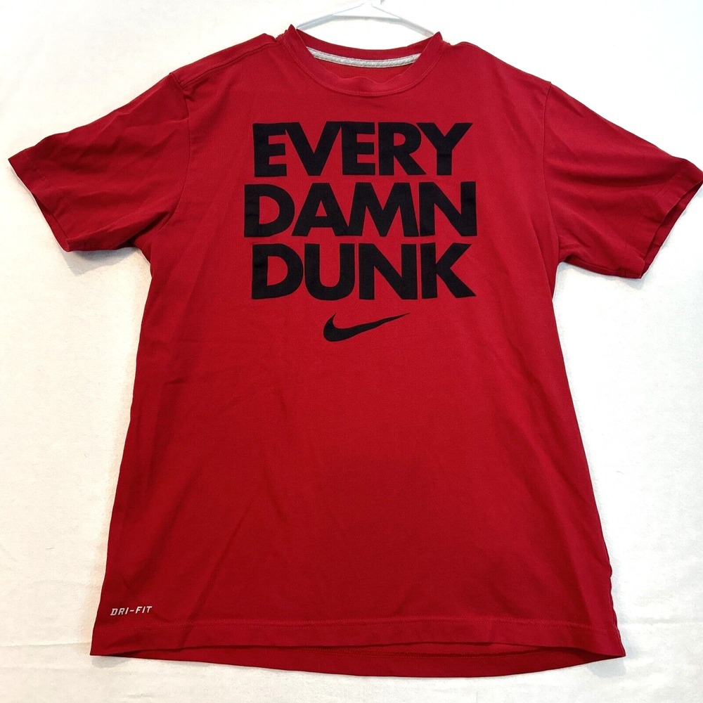 Nike Men’s Every Damn Dunk T-Shirt Short Sleeve Medium Dri Fit Basketball Red